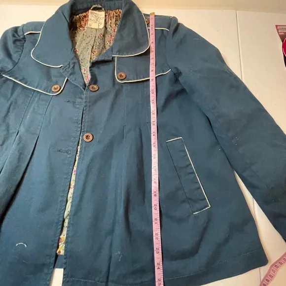 COPY - Anthropologie Tulle 100% cotton pea coat blue jacket large - Picture 7 of 7